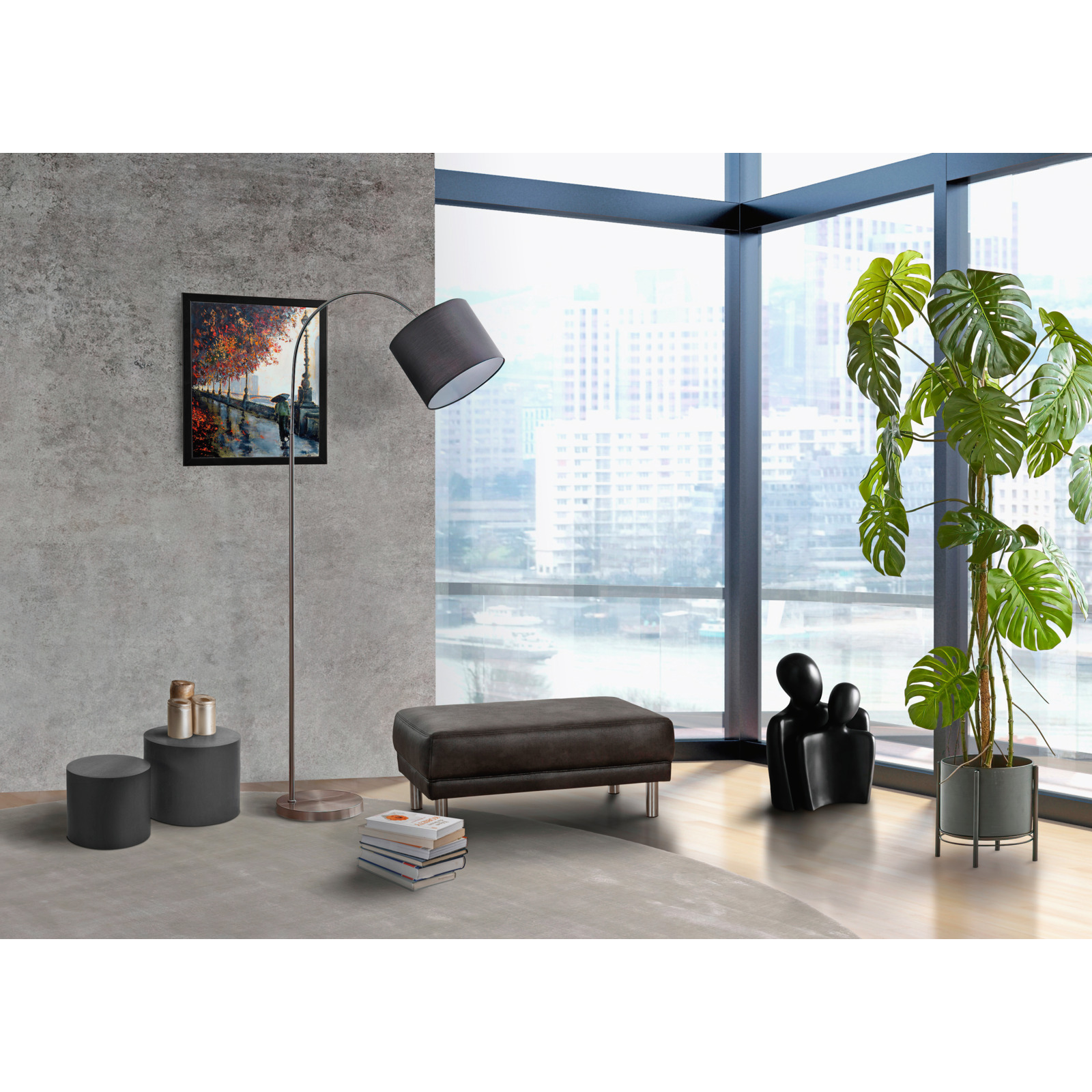 Hocker Bruno Microfaser dunkelgrau