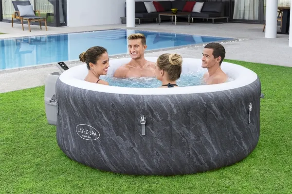 Bestway Lay-Z-Spa 60175, 669 L, 4 person(er), Rund, Boble/Jet massage, Grå, Hvid, 40 °C