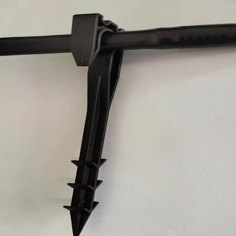 (100er Set) 20cm Bewässerungs Bodennägel Tropfschlauch Halterung - Schwarz