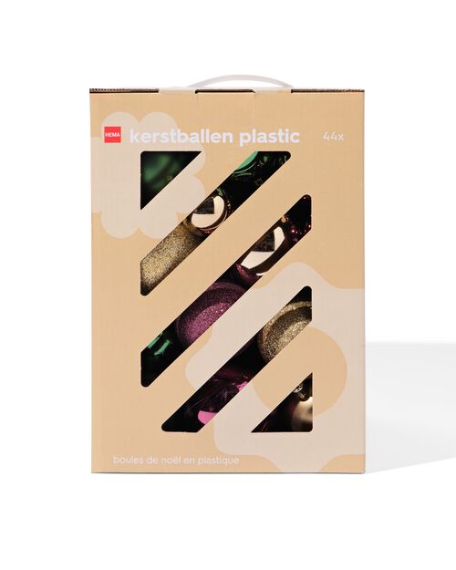 set plastic kerstballen multicolor - 44 stuks