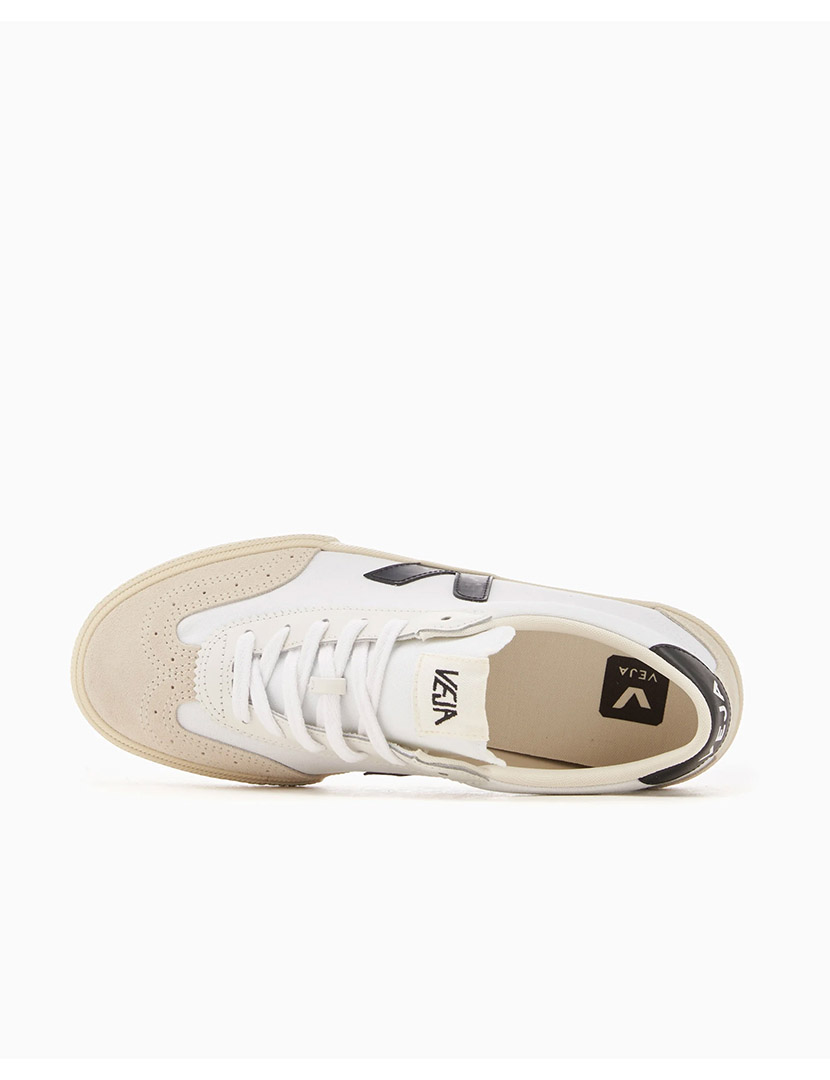 White-Black Canvas Volley Sneakers