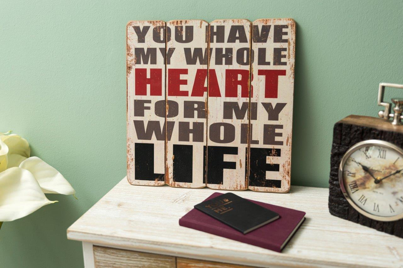 Holzschild YOU HAVE MY WHOLE HEART - bunt - 40x40 cm