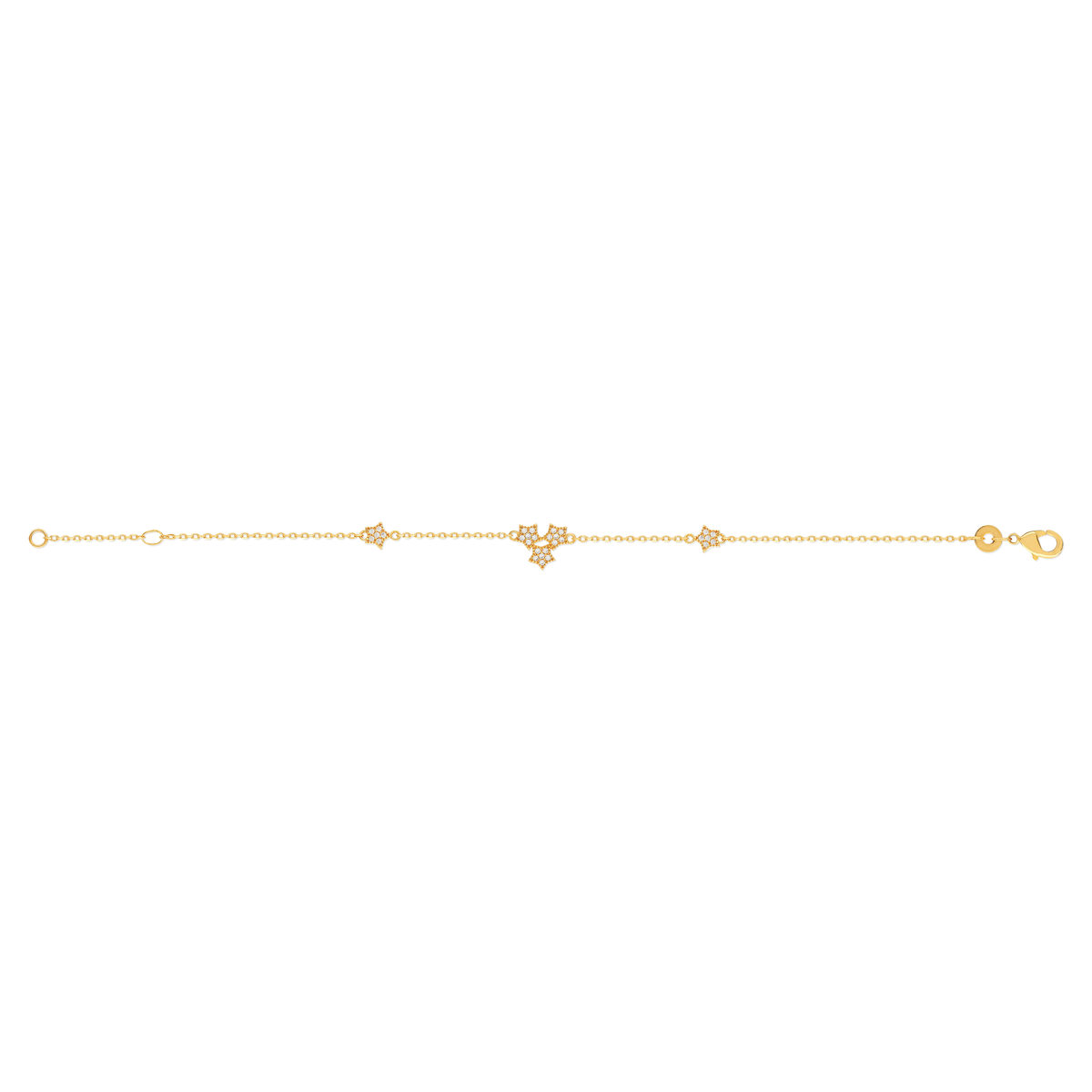 Bracelet plaqué or jaune motif étoile zirconias 18 cm