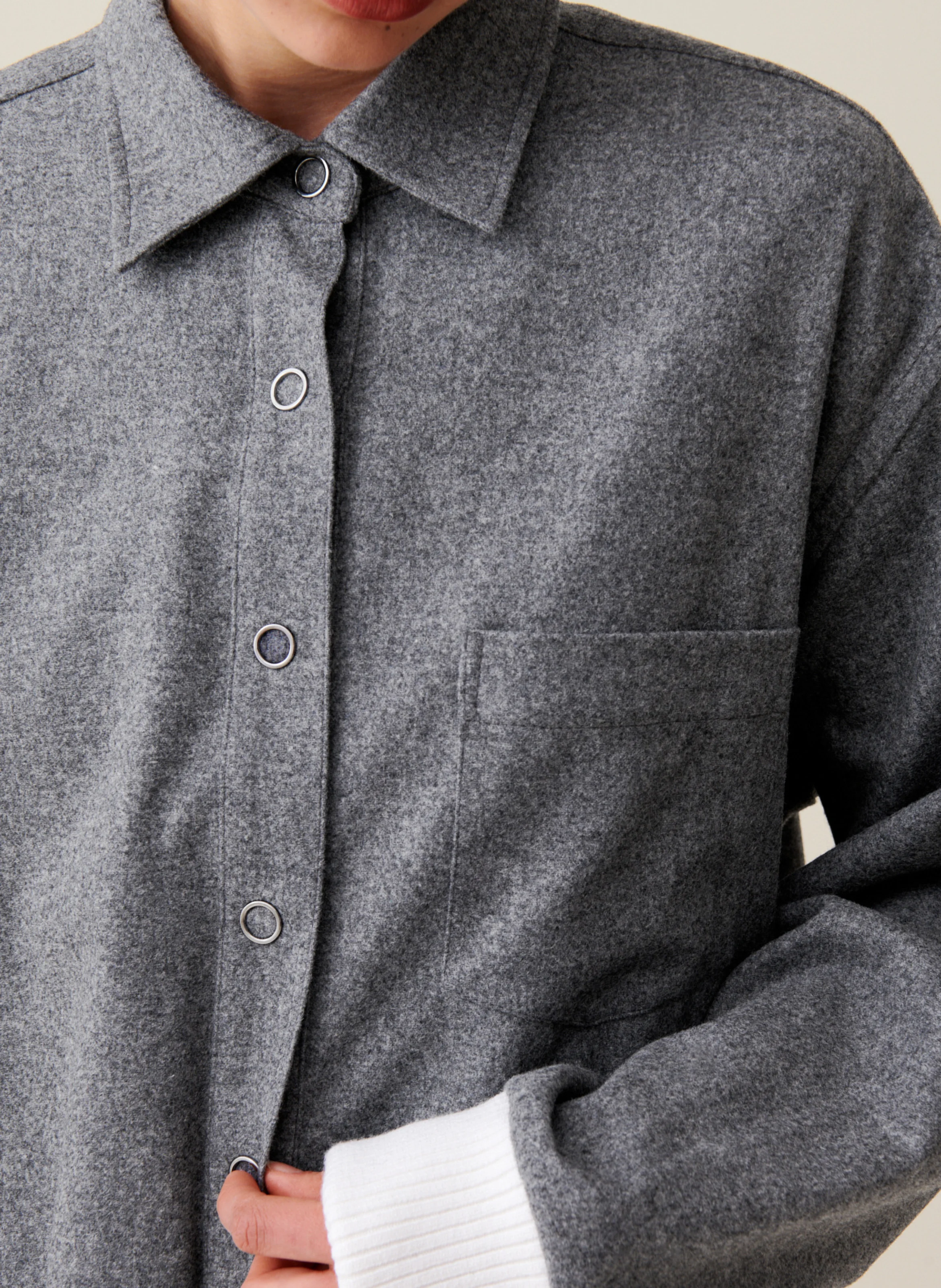 Surchemise oversize en laine mélangée | Gris
