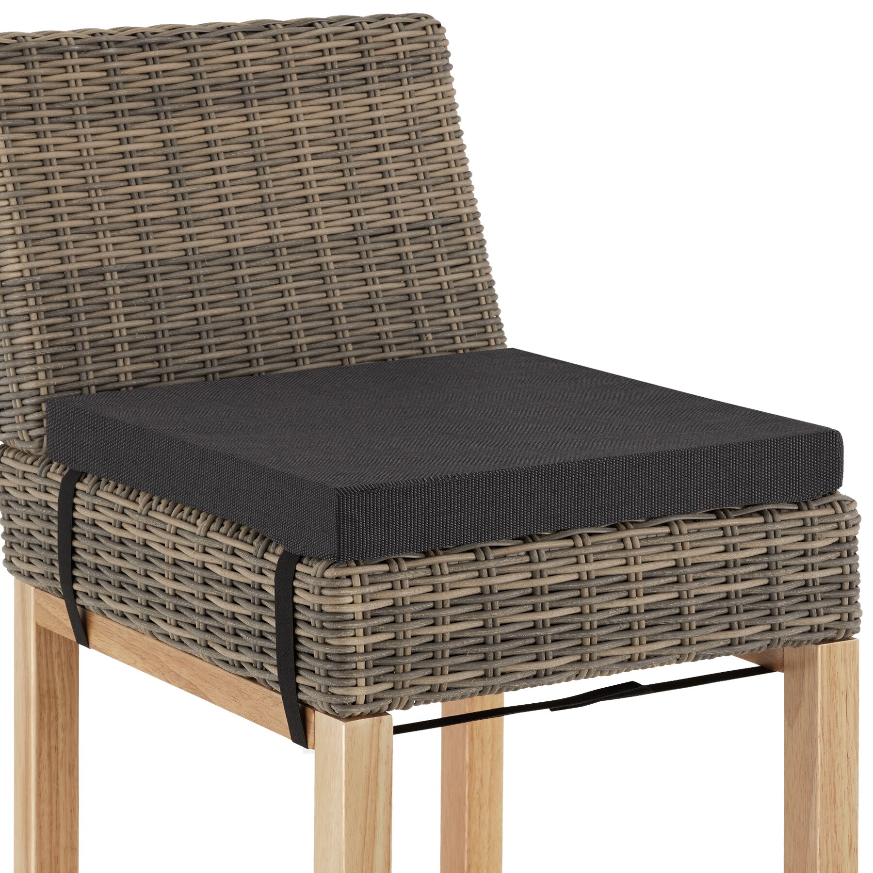 tectake® Rattan Barstuhl, mit Aluminiumgestell, natürlich nachempfundenes Geflecht, inklusive Sitzpolster, 45 x 62,5 x 99 cm
