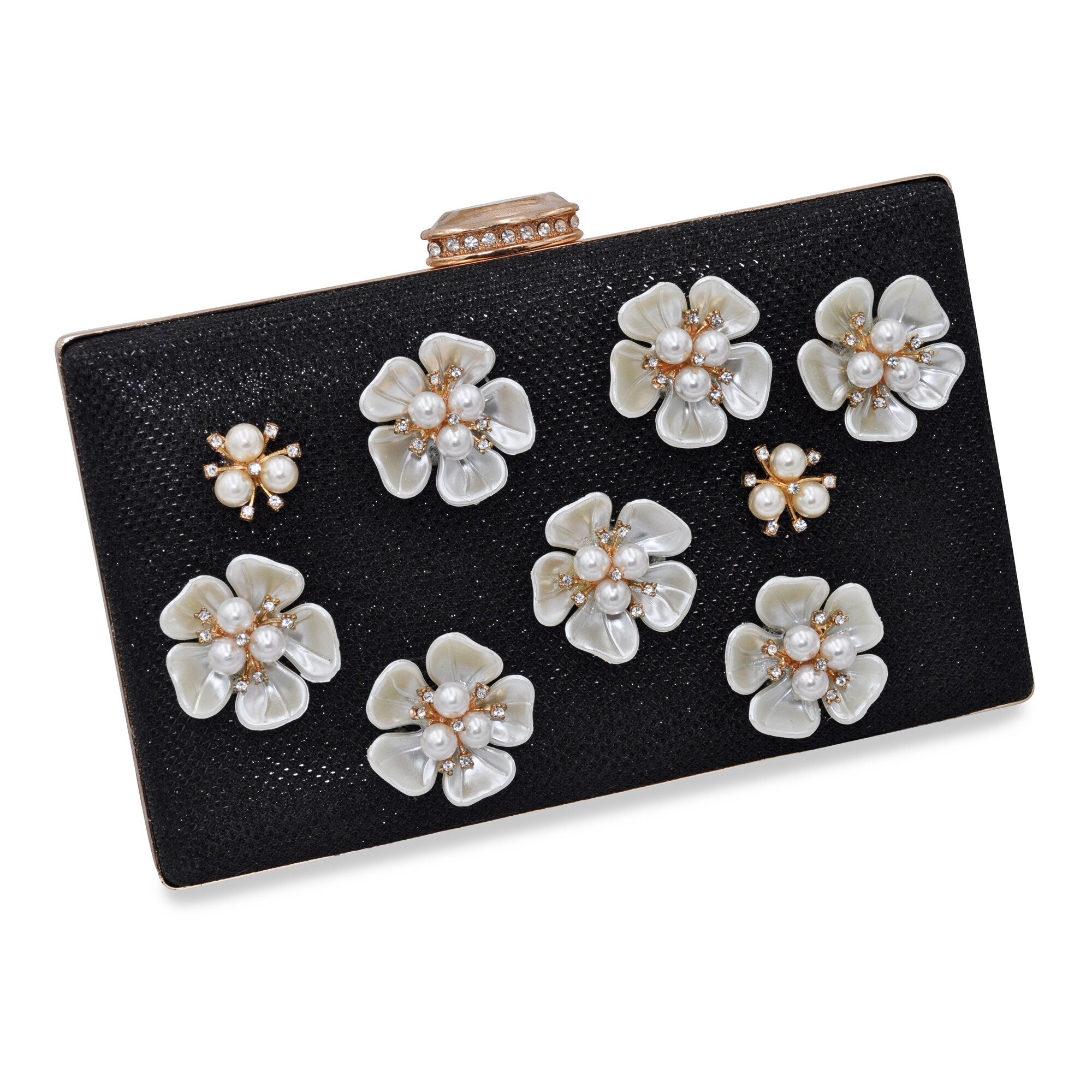 Steuer Modeschmuck Abendtasche Perlen, Glassteine mit Blumenzierde