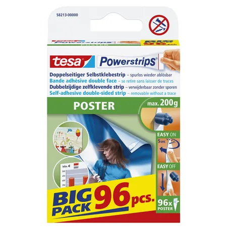 tesa Powerstrips Poster Big Pack, 96 Strips
