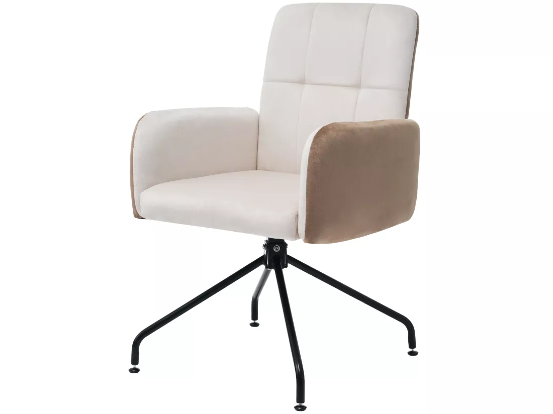 Chaise en velours assortie, lot de 1, fauteuil de salle à manger, chaise pivotante, beige