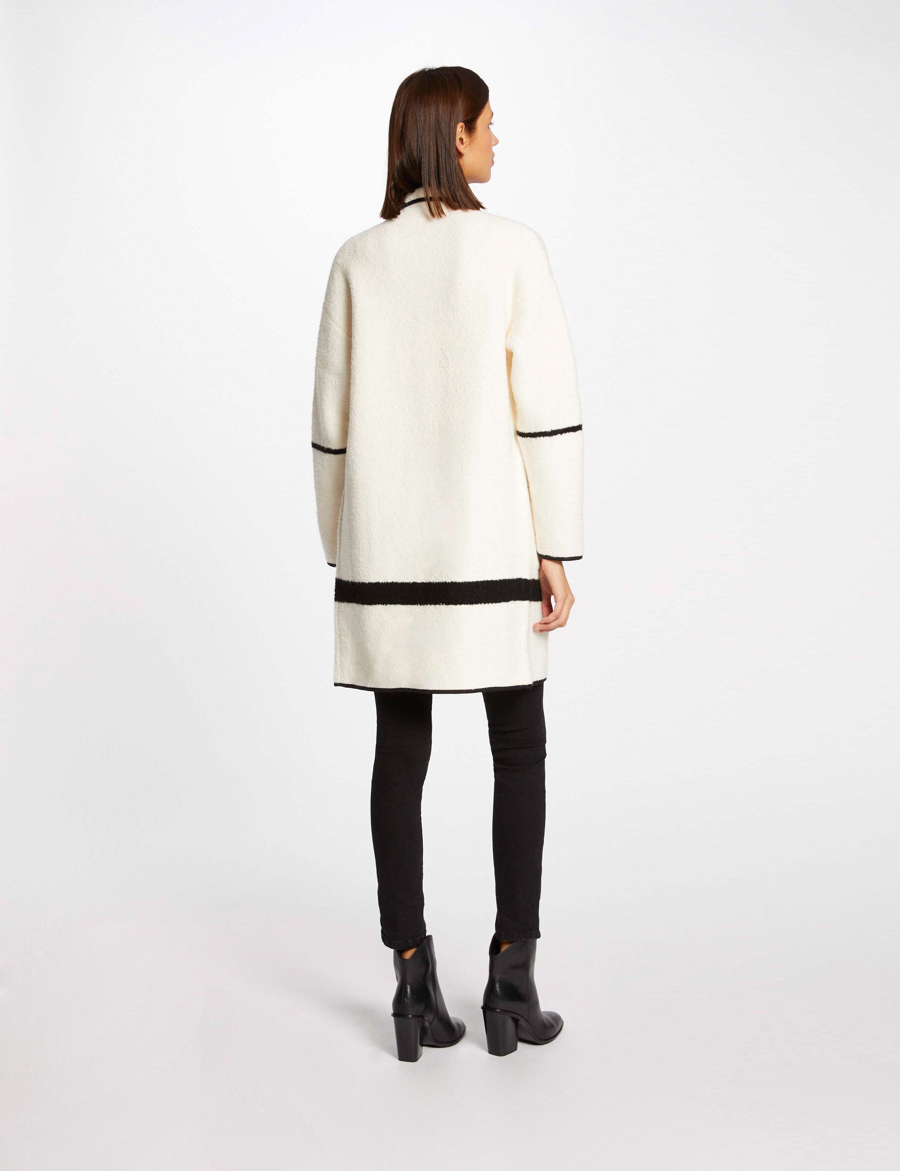 Gilet long avec manches longues ivoire femme - ivoire