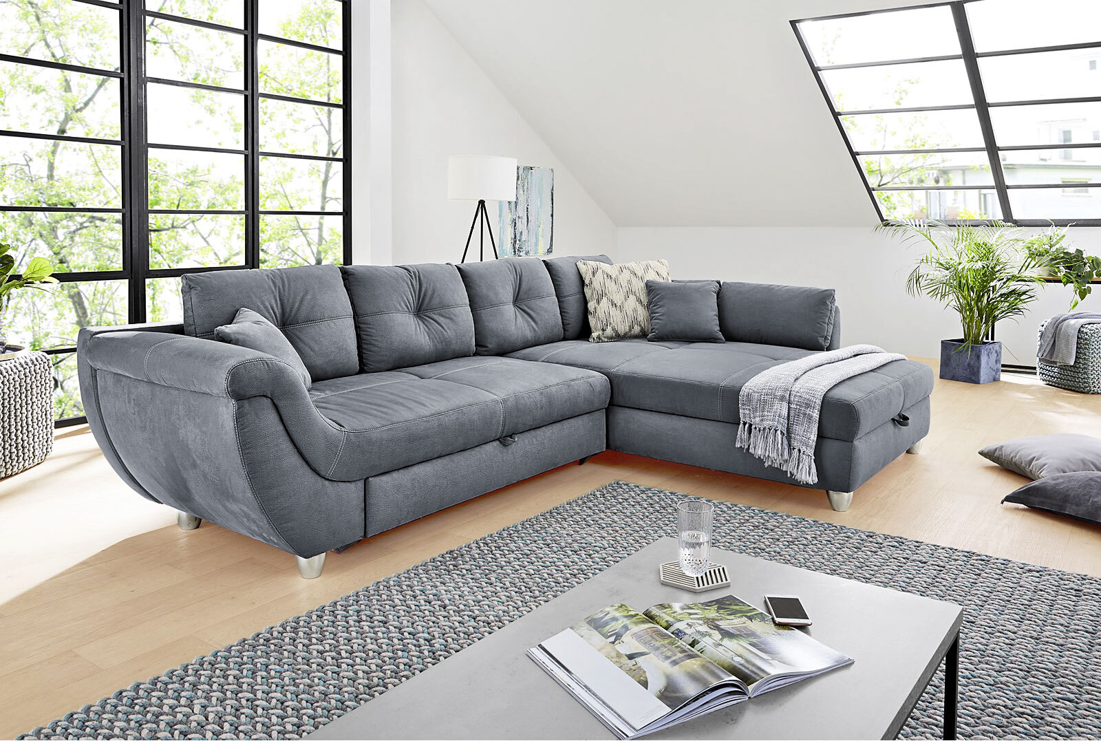 Ecksofa MACARIO 330 x 207 cm grau