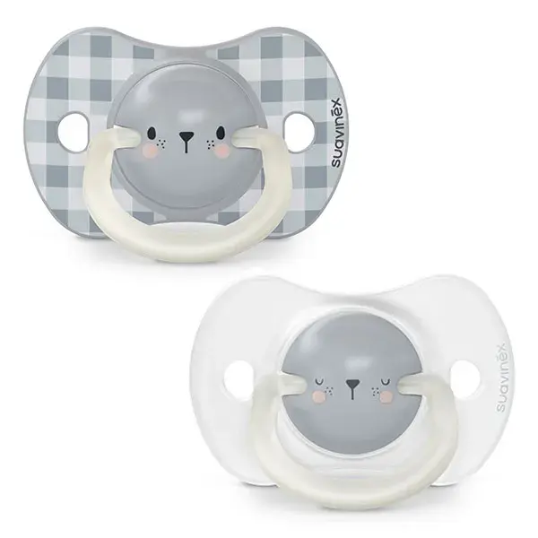 Chupetas fosforescentes Suavinex, pacote com 2 unidades, tamanho Sx Pro 6/18 meses, modelo Night&Day Bear.