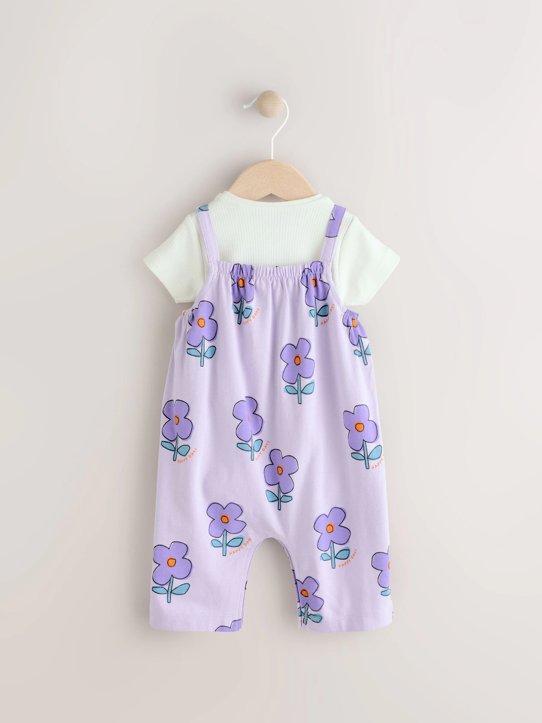 Lilapaars bloem - Babyset van rompertje en Bodysuit (0mnd-3jr) (0mnd-3jr)