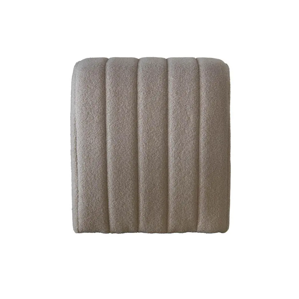 Poef Bouclé Taupe - Zithoogte 45 cm - Japandi Stijl