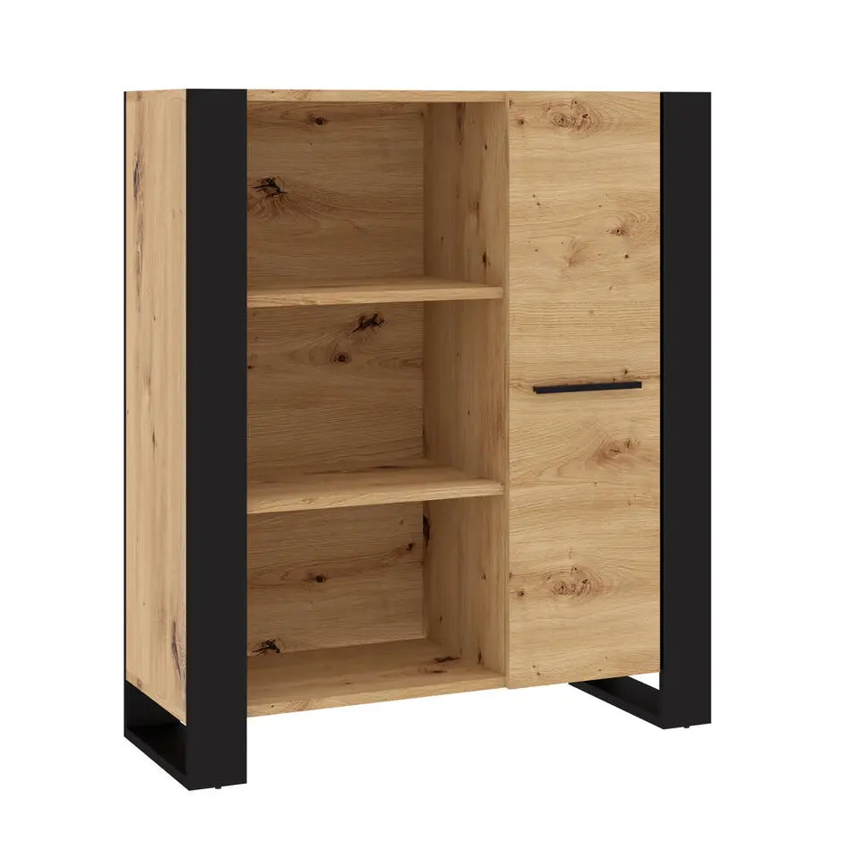 NUKA J boekenkast 90 ladekast zwart artisan eiken