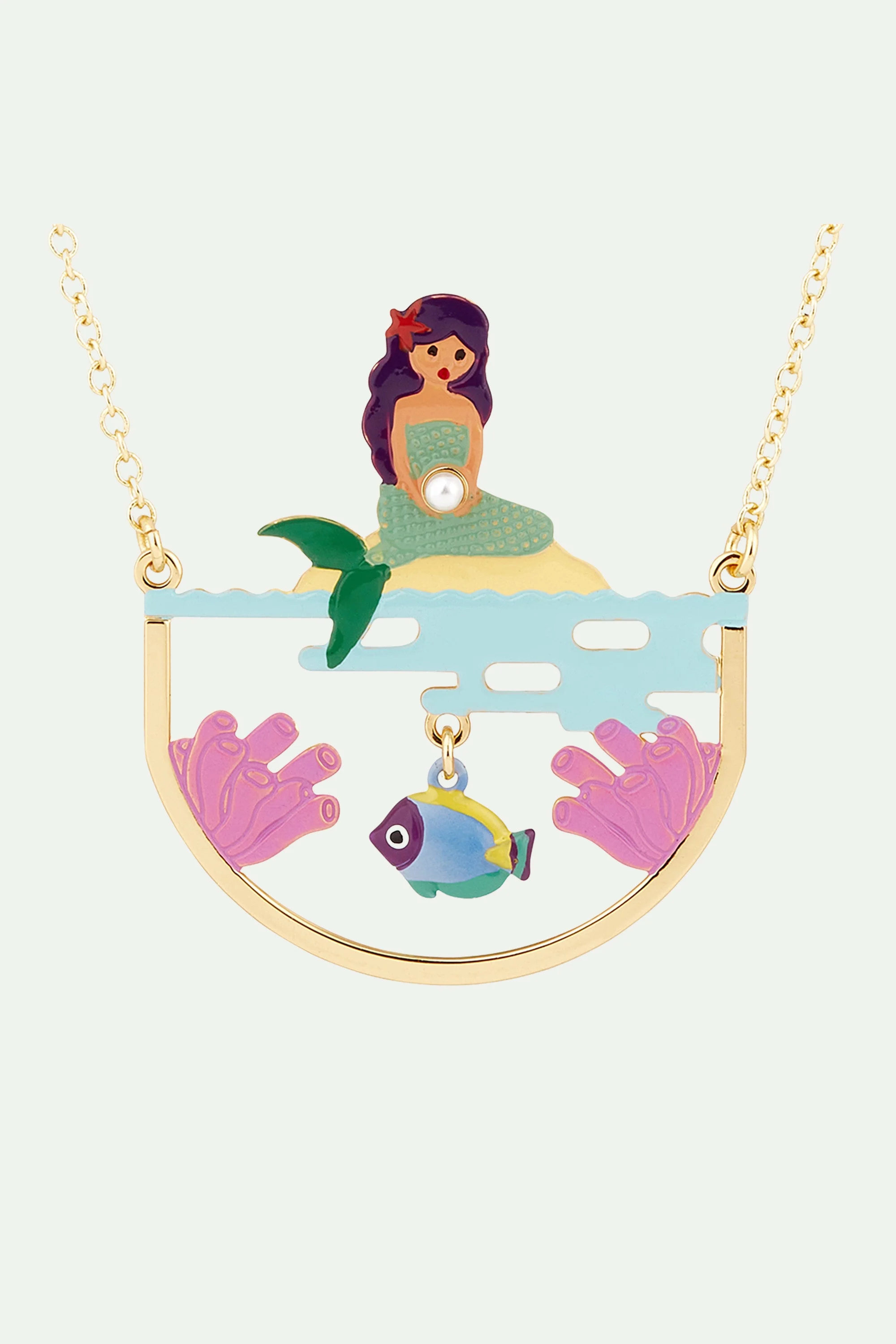 Collier plastron sirène et fond marin | Multicolore