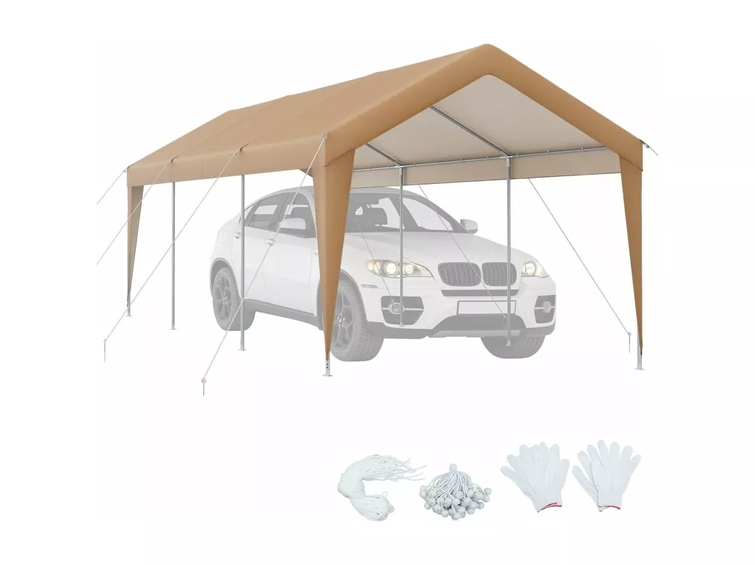 Abri de Voiture/Carport 3 x 6 m - Cadre en Acier Galvanisé/Tente de Garage PE 160g/㎡ Tente de Réception/Tonnelle Extérieure