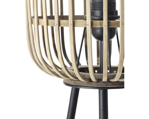 Driepotige staande lamp met één lamp, HxØ 130x45 cm, Woodrow naturel/bruin met voetschakelaar