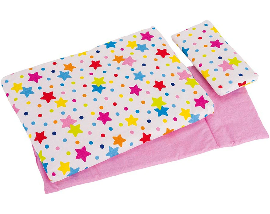 Bettzeug STERNE 3-teilig für Puppenbett in rosa