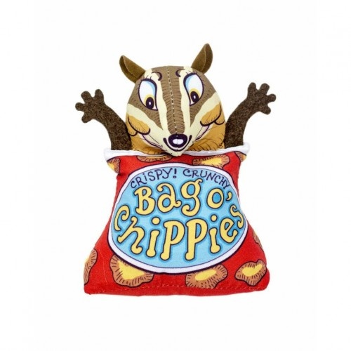 Brinquedo para gatos Bag O'Chippies, marrom e vermelho