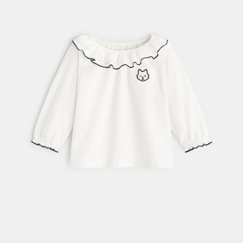 T-shirt à col volants fruits bleu bébé fille Bleu