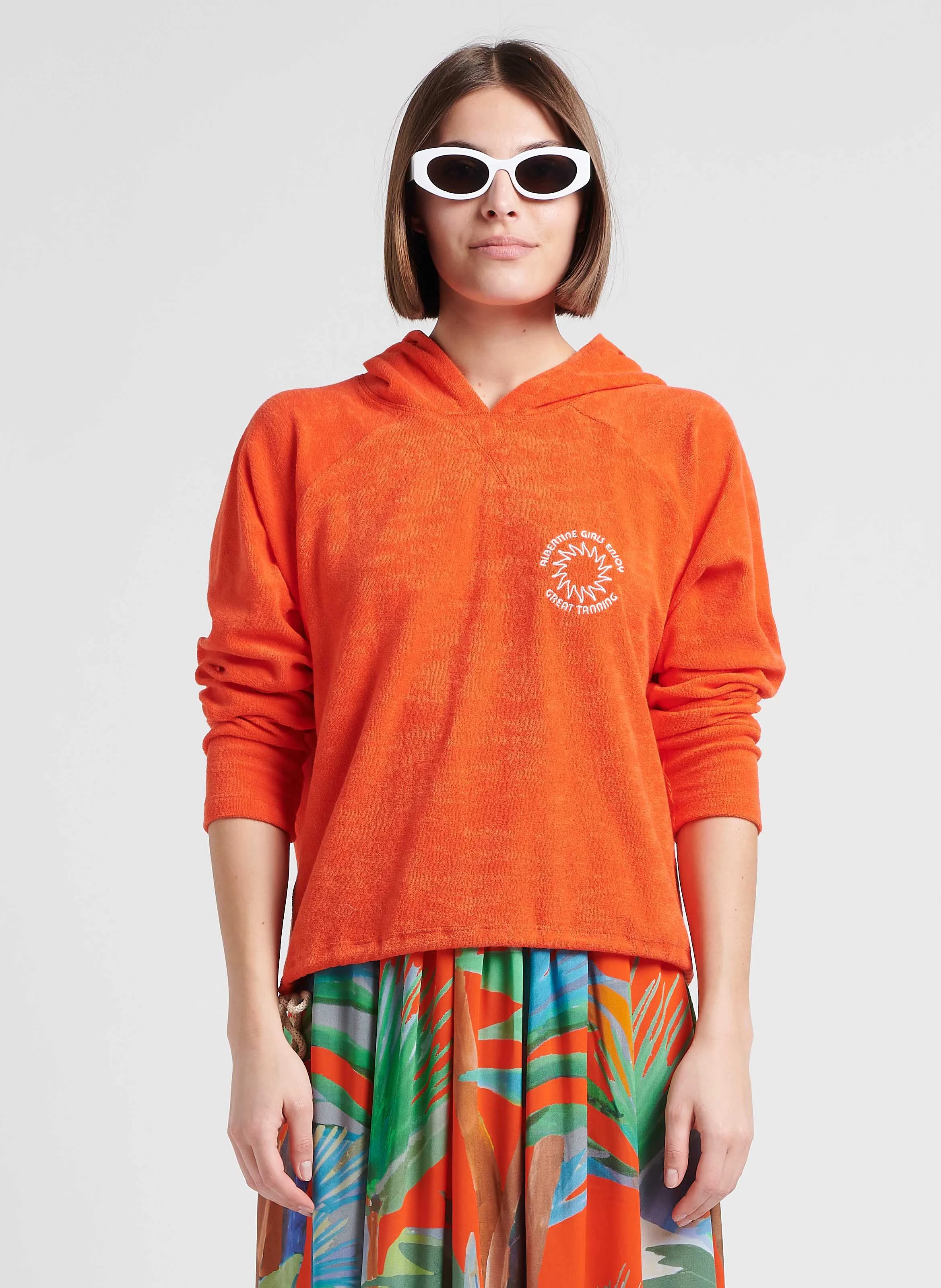 AMALFI - Sweat à capuche en coton mélangé| Orange