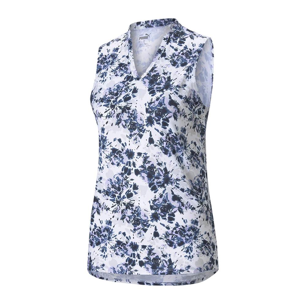 Puma Polo Fleuri Blanc/Bleu Femme Puma Tie
