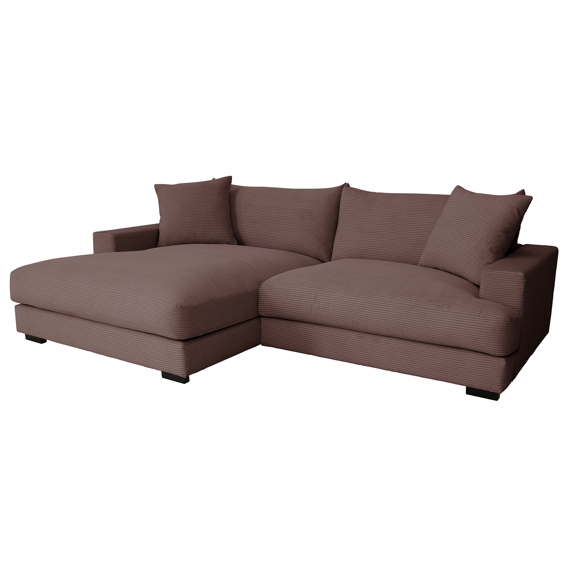 Ecksofa - mocca - Cord - Recamiere links