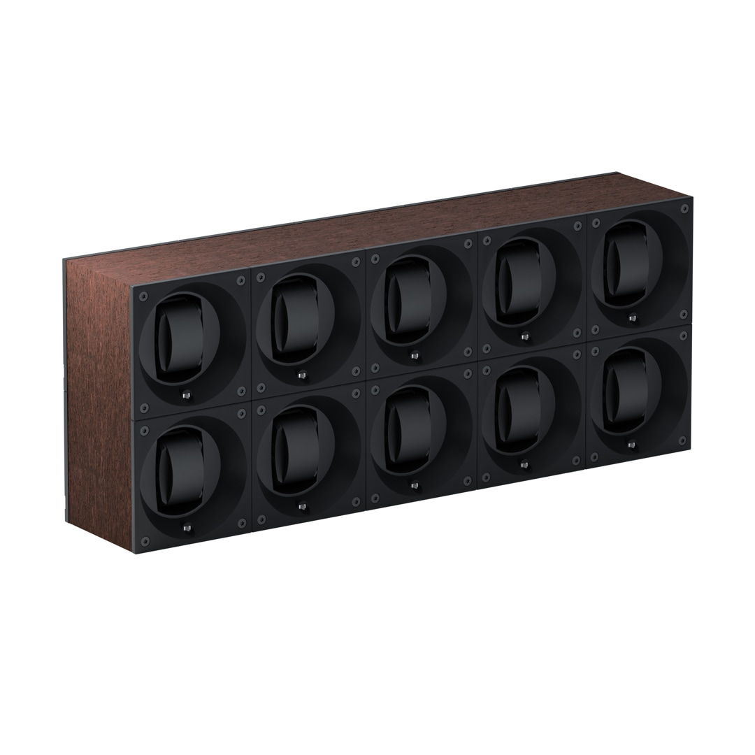 SwissKubik Masterbox Natürliches Wenge-Holz - 10 Uhren