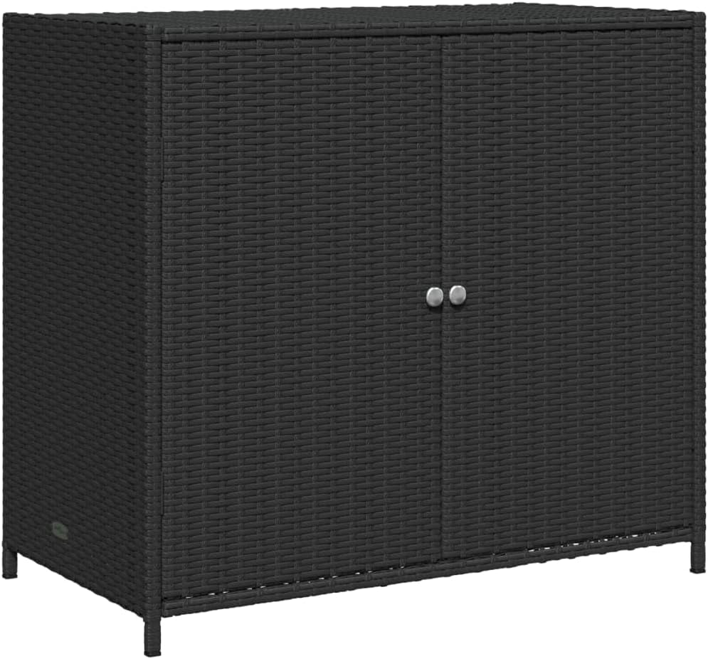 Kangmusi Gartenschrank Schwarz 83x45x76 cm Poly Rattan, kangmusi365543