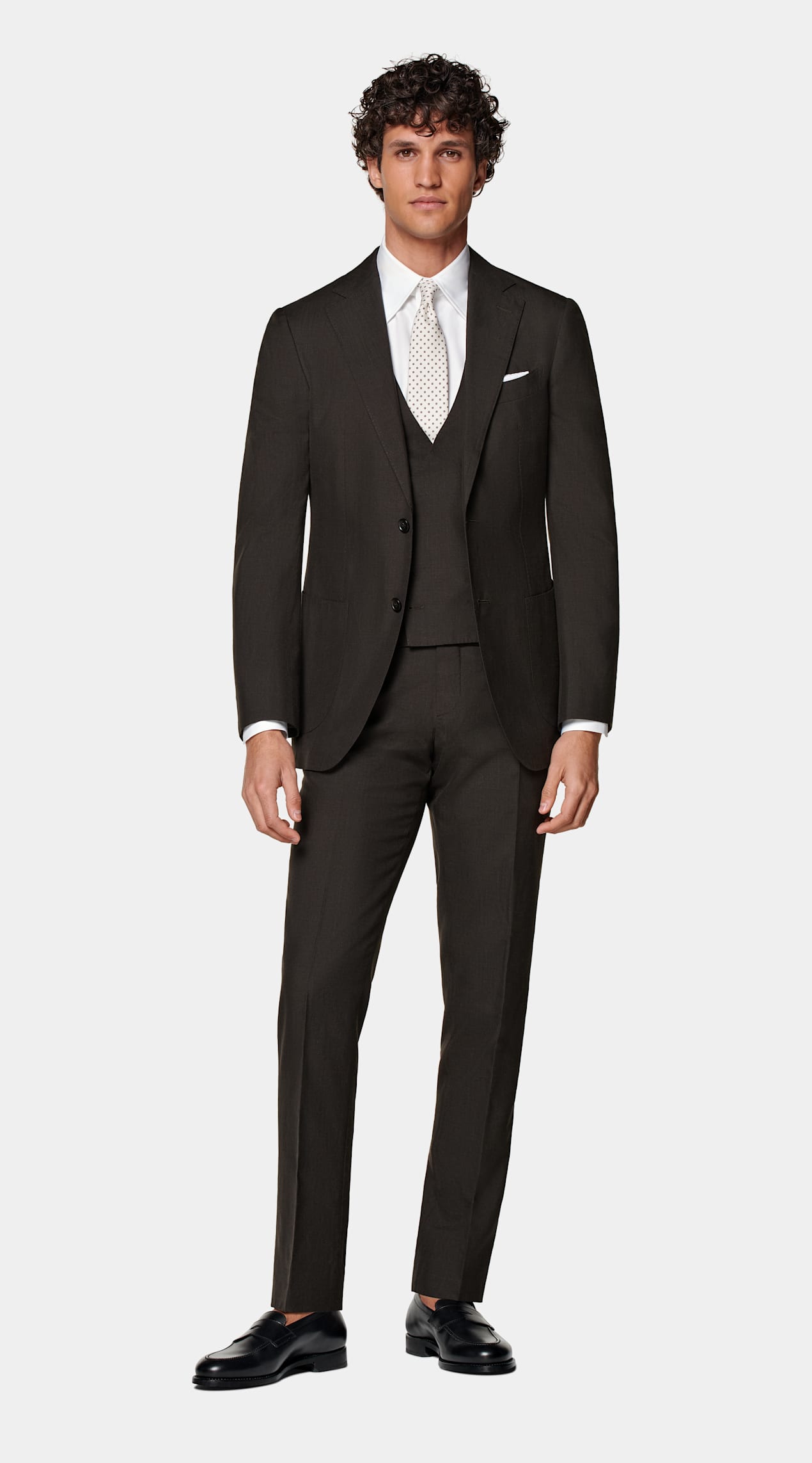 Costume trois pièces Havana coupe Tailored marron foncé