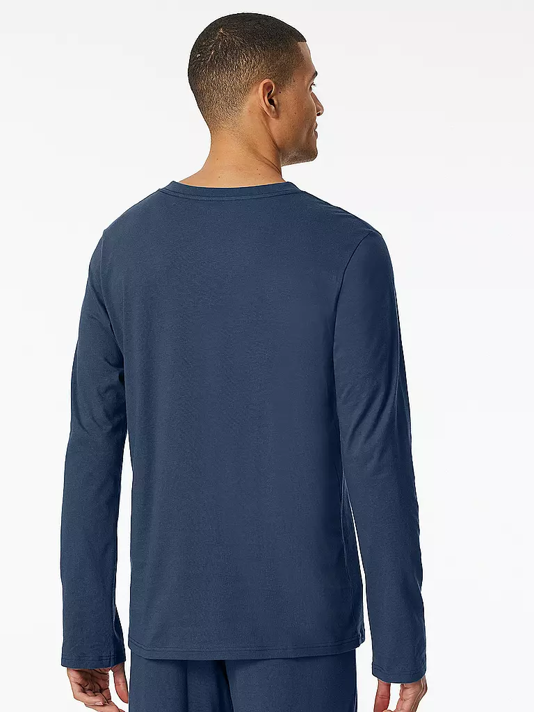 SCHIESSER Pyjama Langarmshirt MIX + RELAX blau
