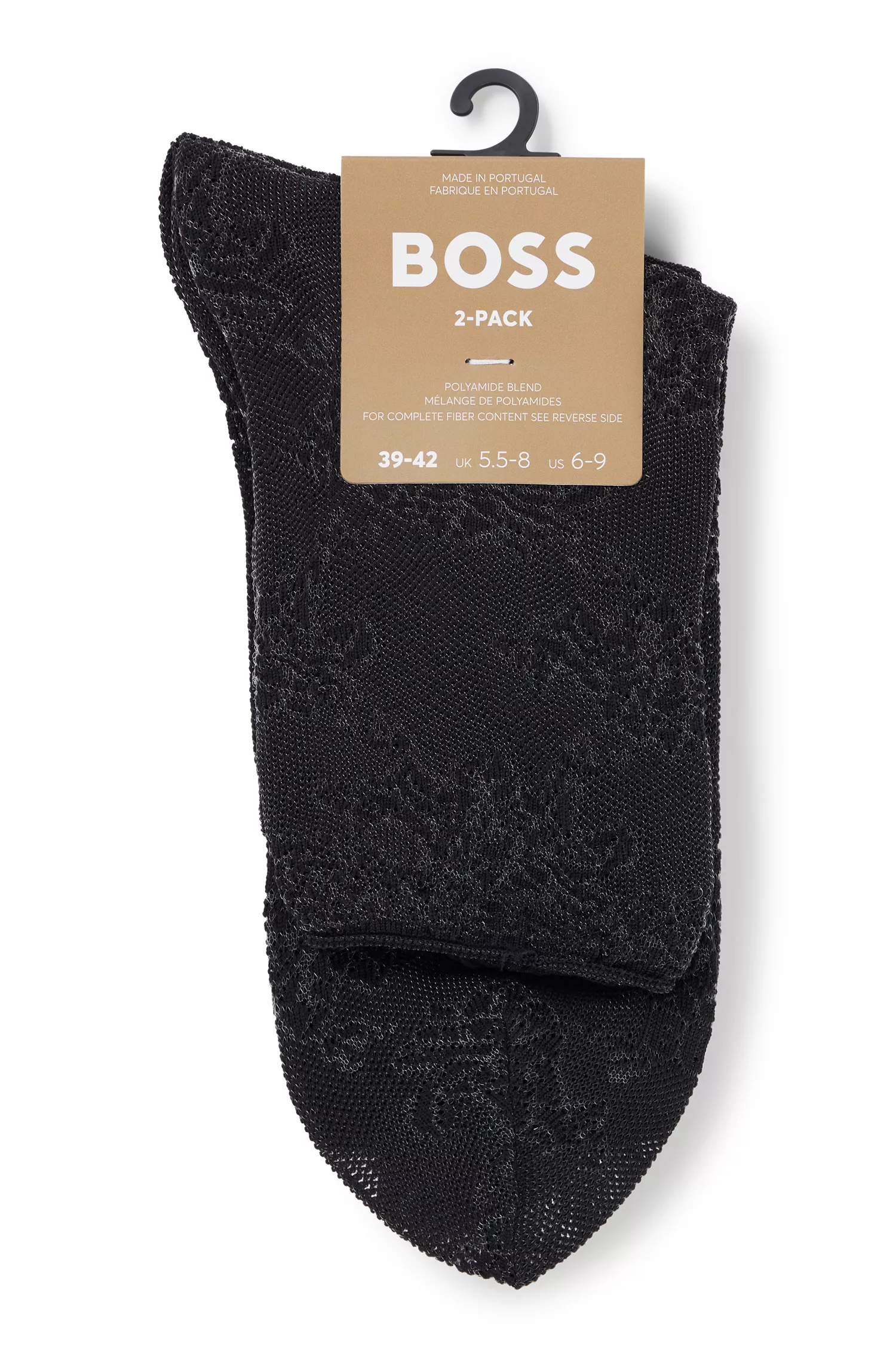 BOSS Preto - Pacote com dois pares de meias curtas de renda