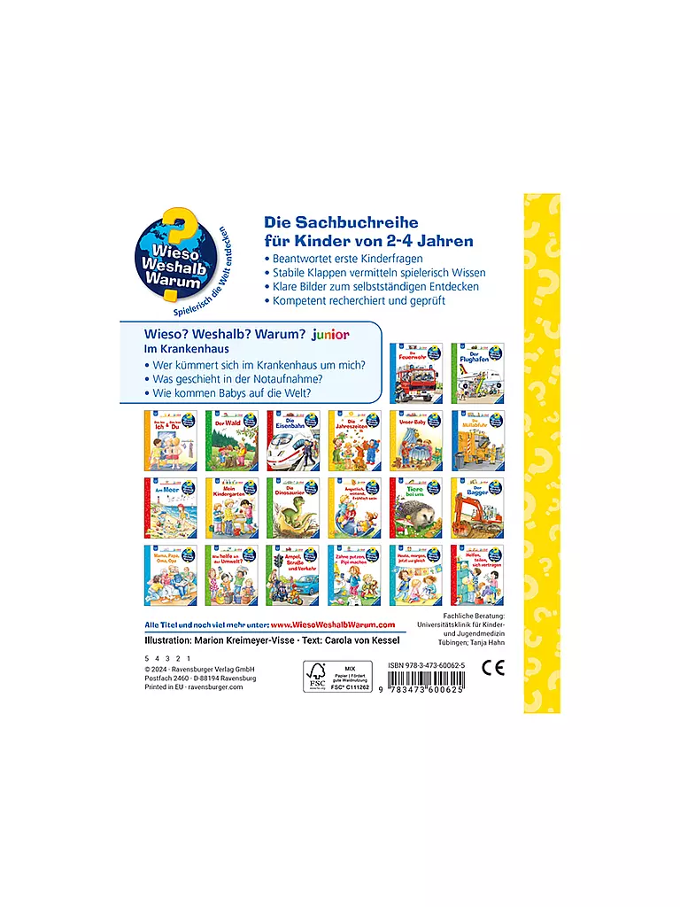RAVENSBURGER Buch - Wieso Weshalb Warum - junior : Im Krankenhaus keine Farbe