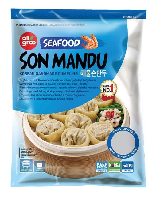 All Groo Bevroren Son Mandu Koreaanse Handgemaakte Dumpling met Zeevruchten smaak 540g