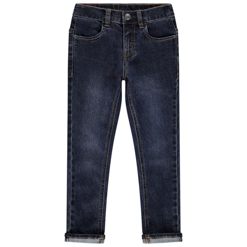 Jean slim en denim avec coutures contrastées pour garçon - Bleu marine