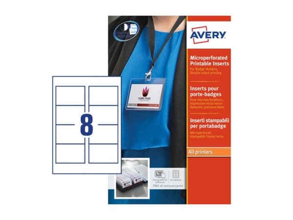 Avery - Hvit - 86 x 55 mm 200 etikett(er) (25 ark x 8) etiketter til navneplater