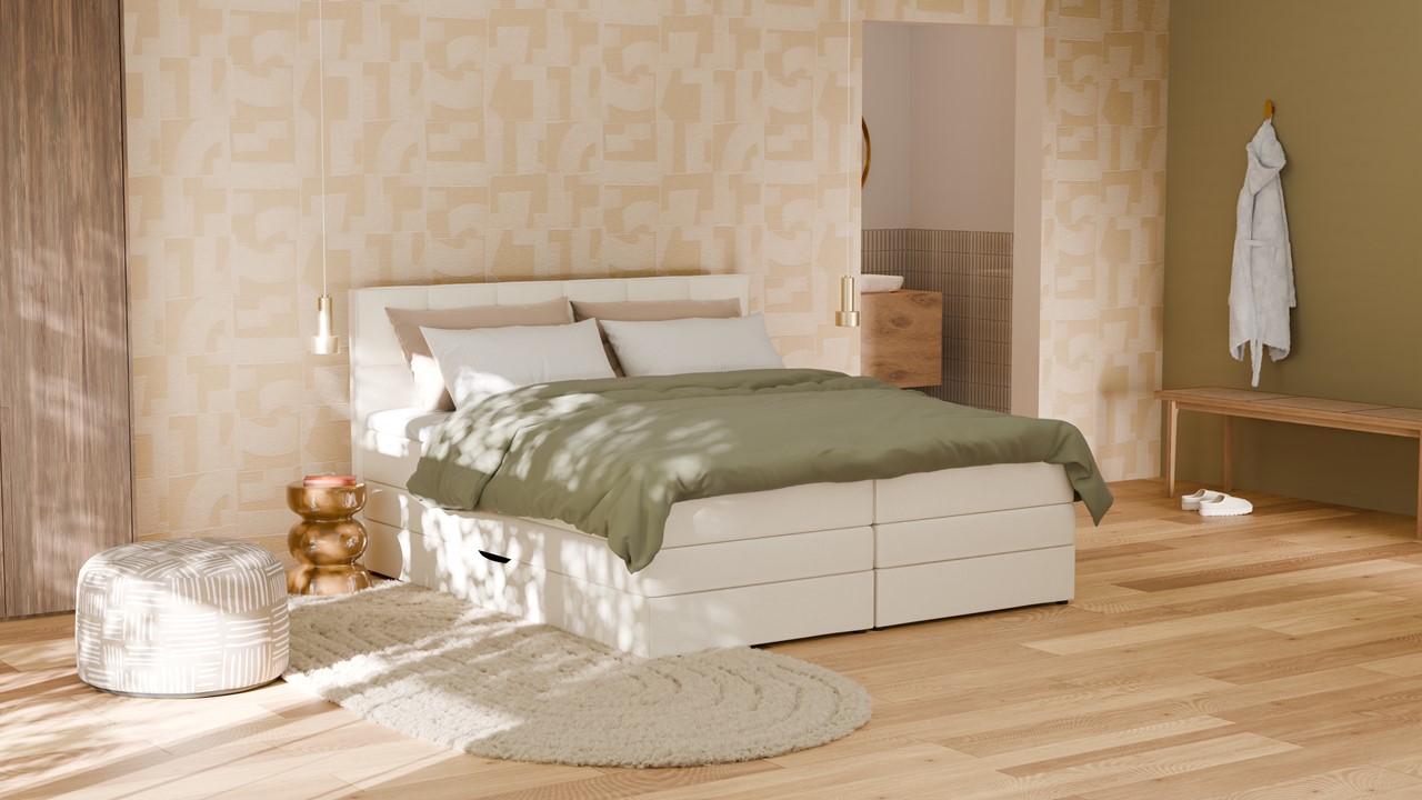Opbergboxspring Jade - Matte leather ecru