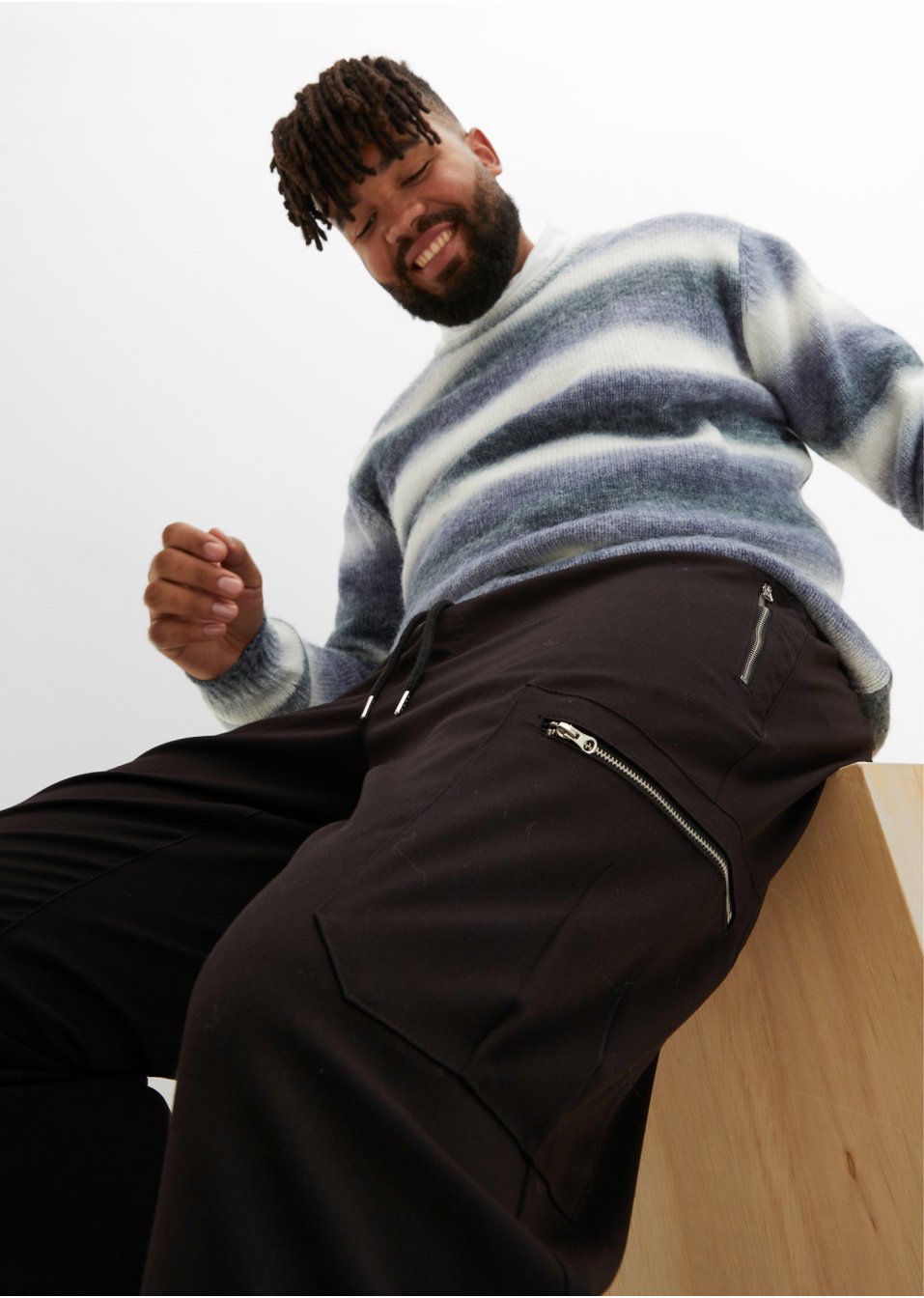 Pantalon taille extensible Regular Fit avec zips, Tapered