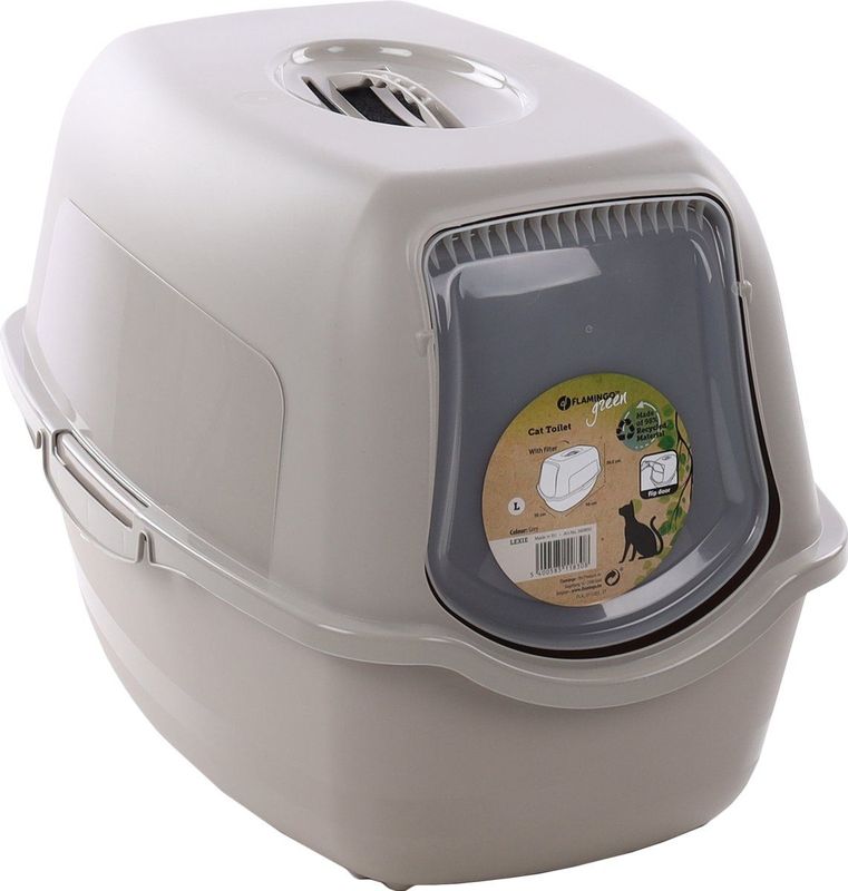 Flamingo Kattentoilet Lexie - Grijs - Moderne en Hygiënische Oplossing voor een Frisse Kattenbak!