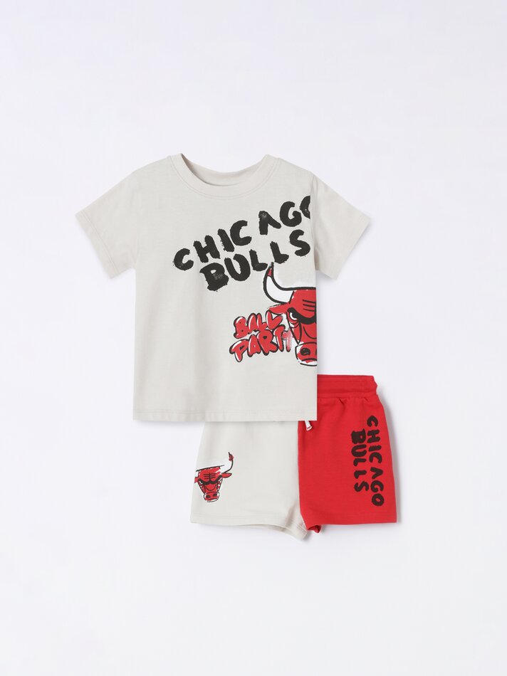 Conjunto de camisa e calção do Chicago Bulls da NBA - Vermelho