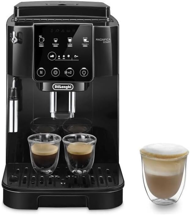 De'Longhi Magnifica Start ECAM220.21.BG, Kaffeevollautomat mit Manuellem Milchaufschäumer, Bean-to-Cup Espressomaschine mit 4 One-Touch-Rezepten, Soft-Touch-Bedienfeld, 1450W, Schwarz/Grau