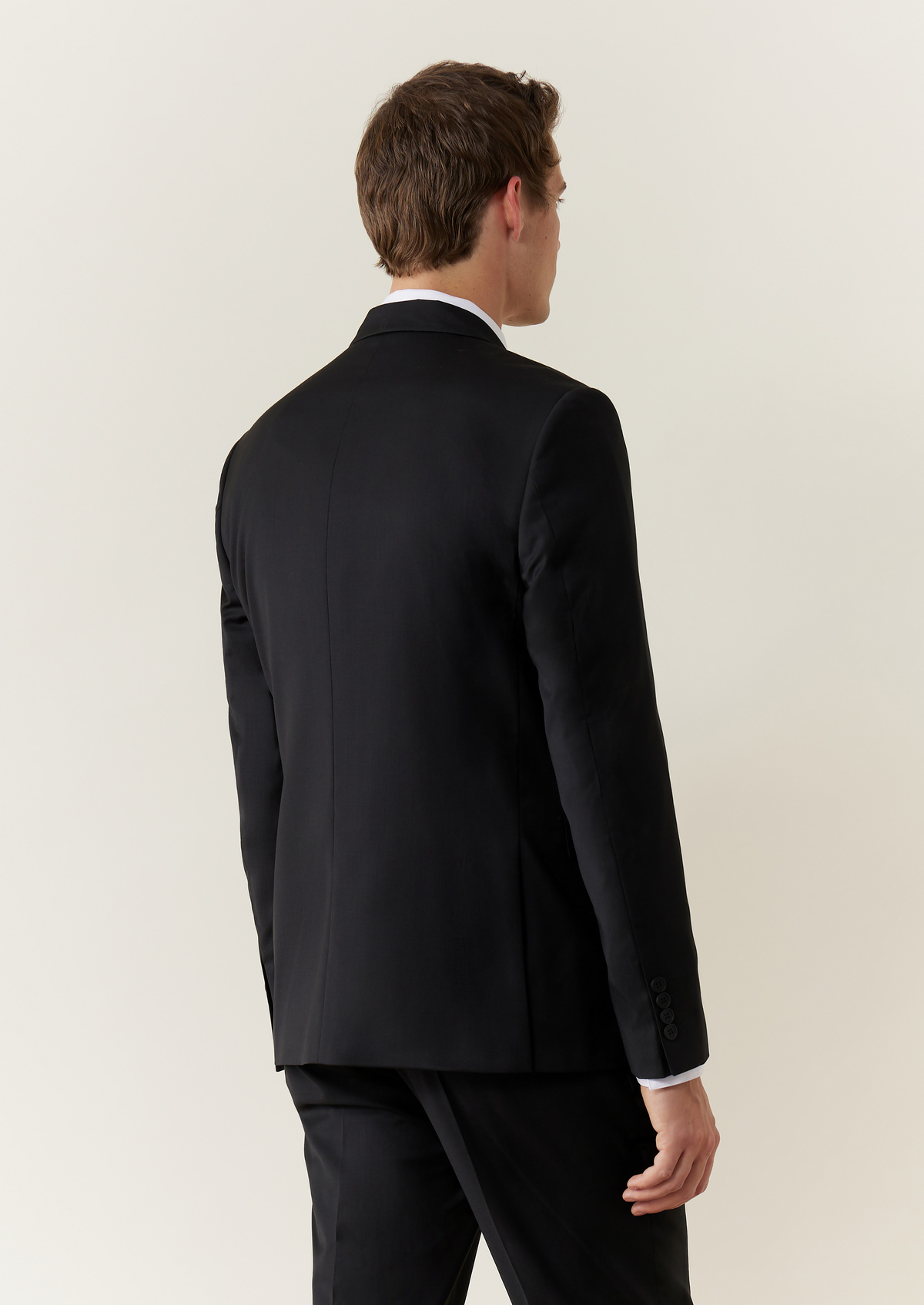 Veste de costume Regular en laine unie noire