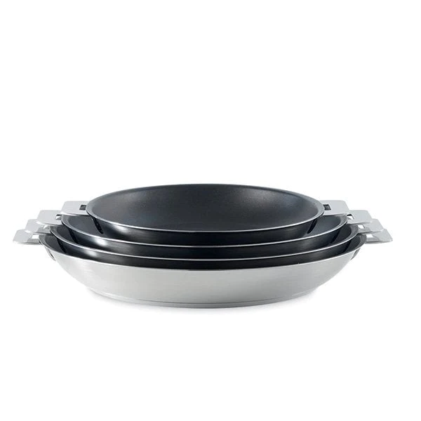Lot Poêles antiadhérentes inox Strate 20, 24, 26 et 28 cm Cristel