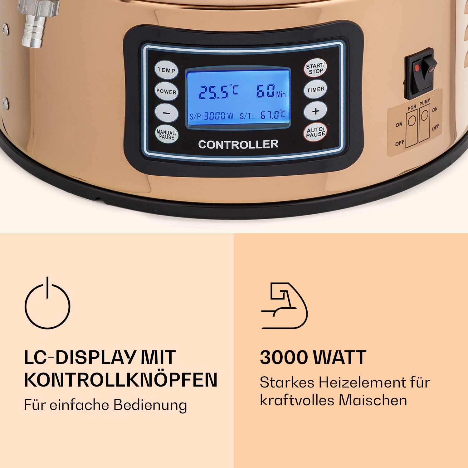 Mundschenk XXL Maischekessel Bierbrauanlage 3000W 50l 304 Edelstahl