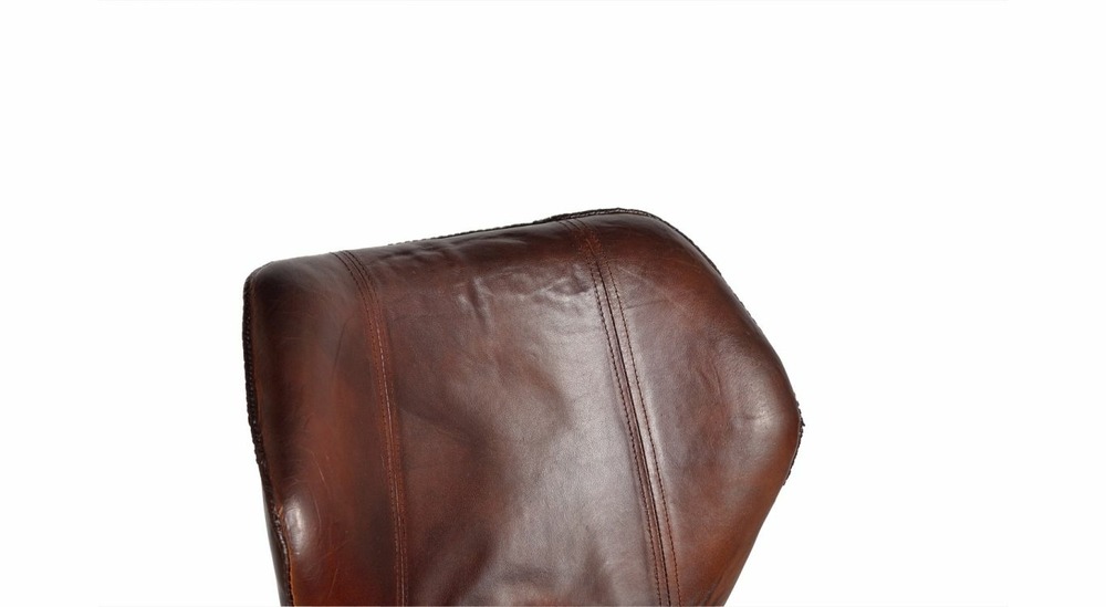 Chaise haute fer, cuir marron 49x50x102cm - fer-cuir