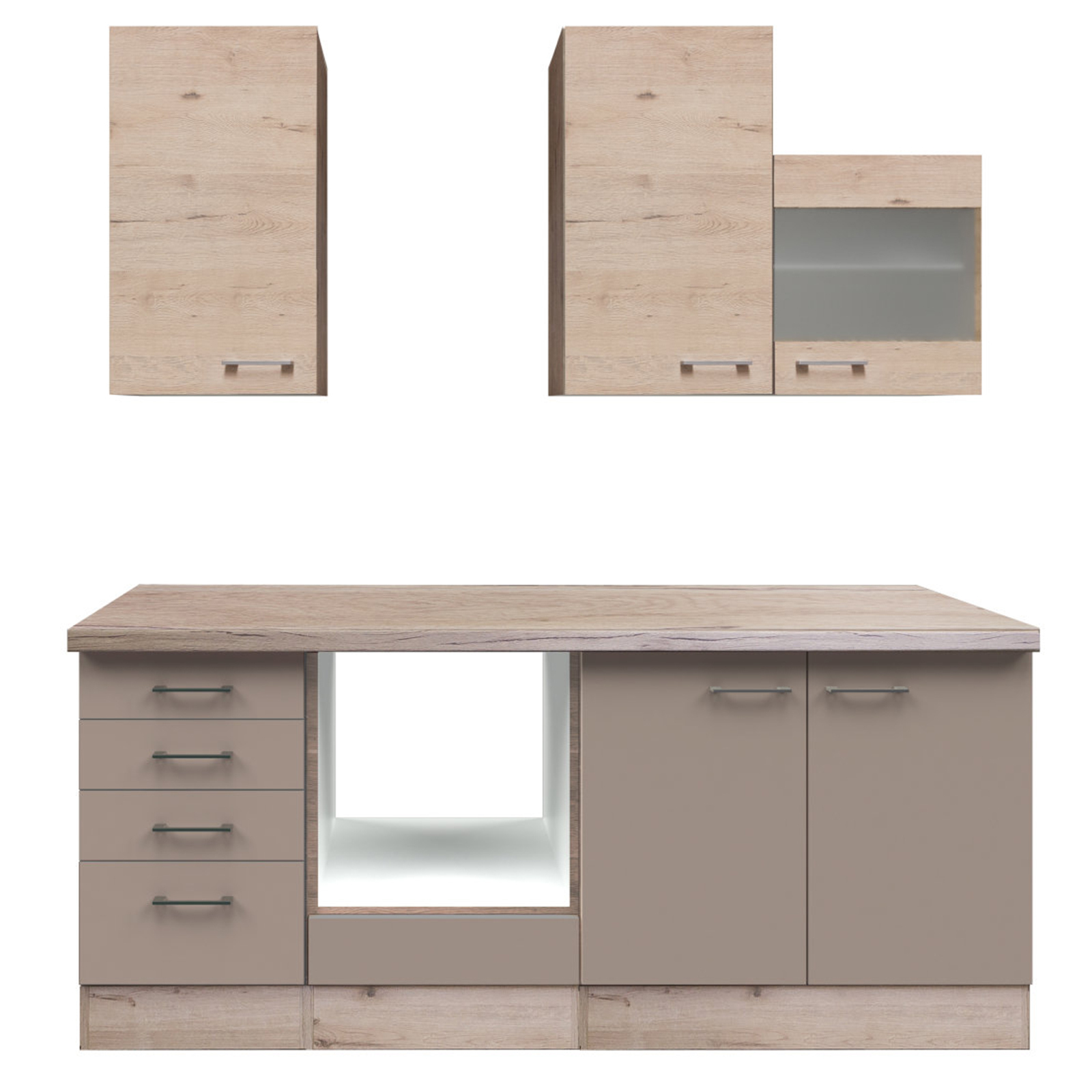 Küchenblock RIVA - Quarz-Cubanit-San Remo Eiche - 210 cm