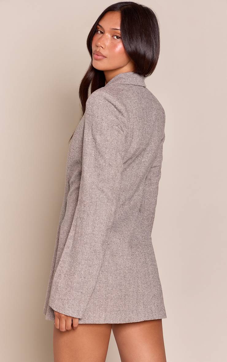 Gris Robe Blazer Structurée À Manches Longues