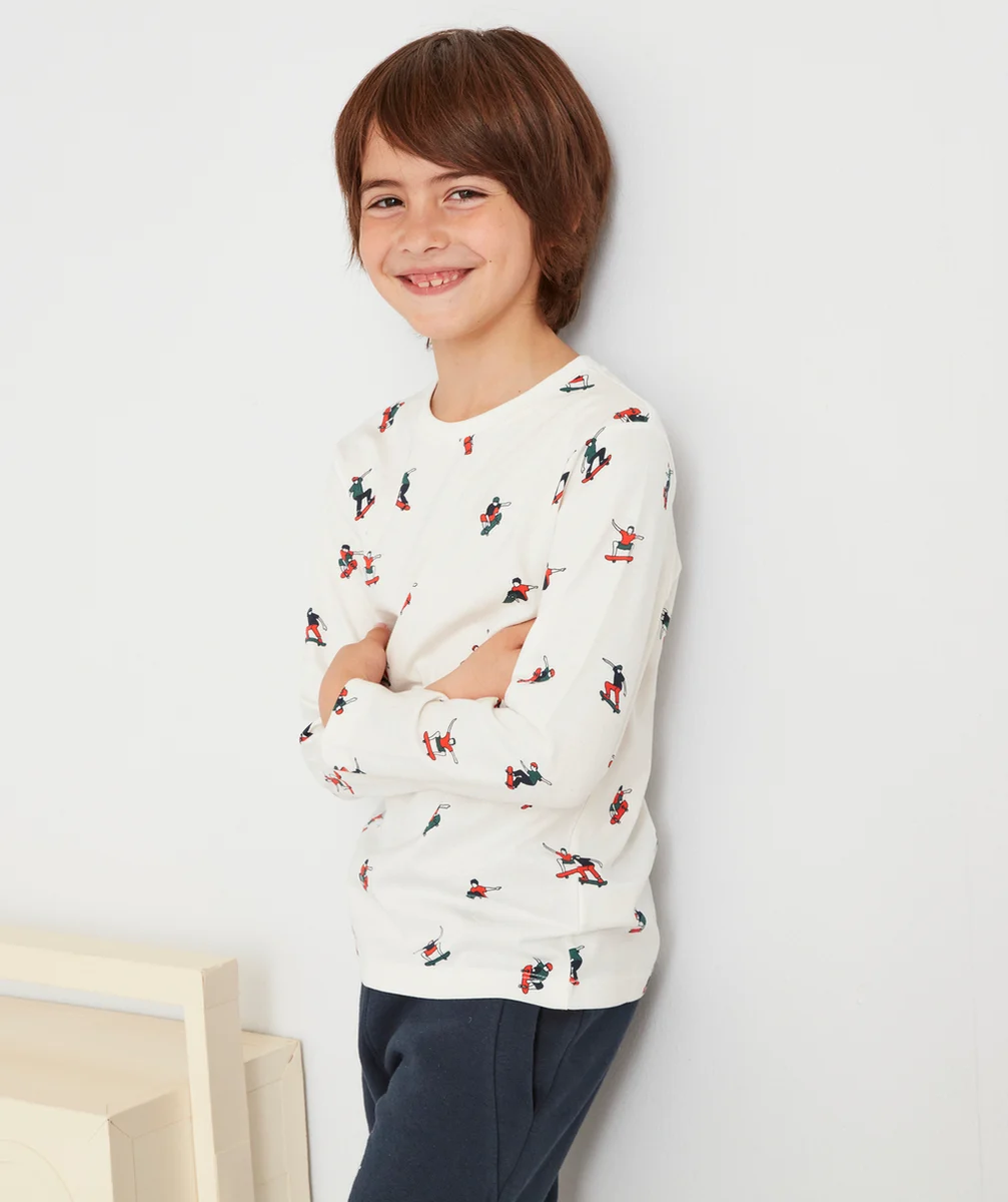 LE T-SHIRT BLANC EN COTON BIOLOGIQUE AVEC ANIMATION SKATE