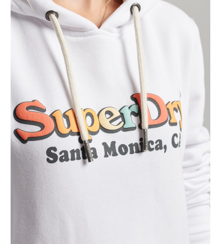 Moletom com capuz Superdry Vintage Rainbow Logo na cor branca
