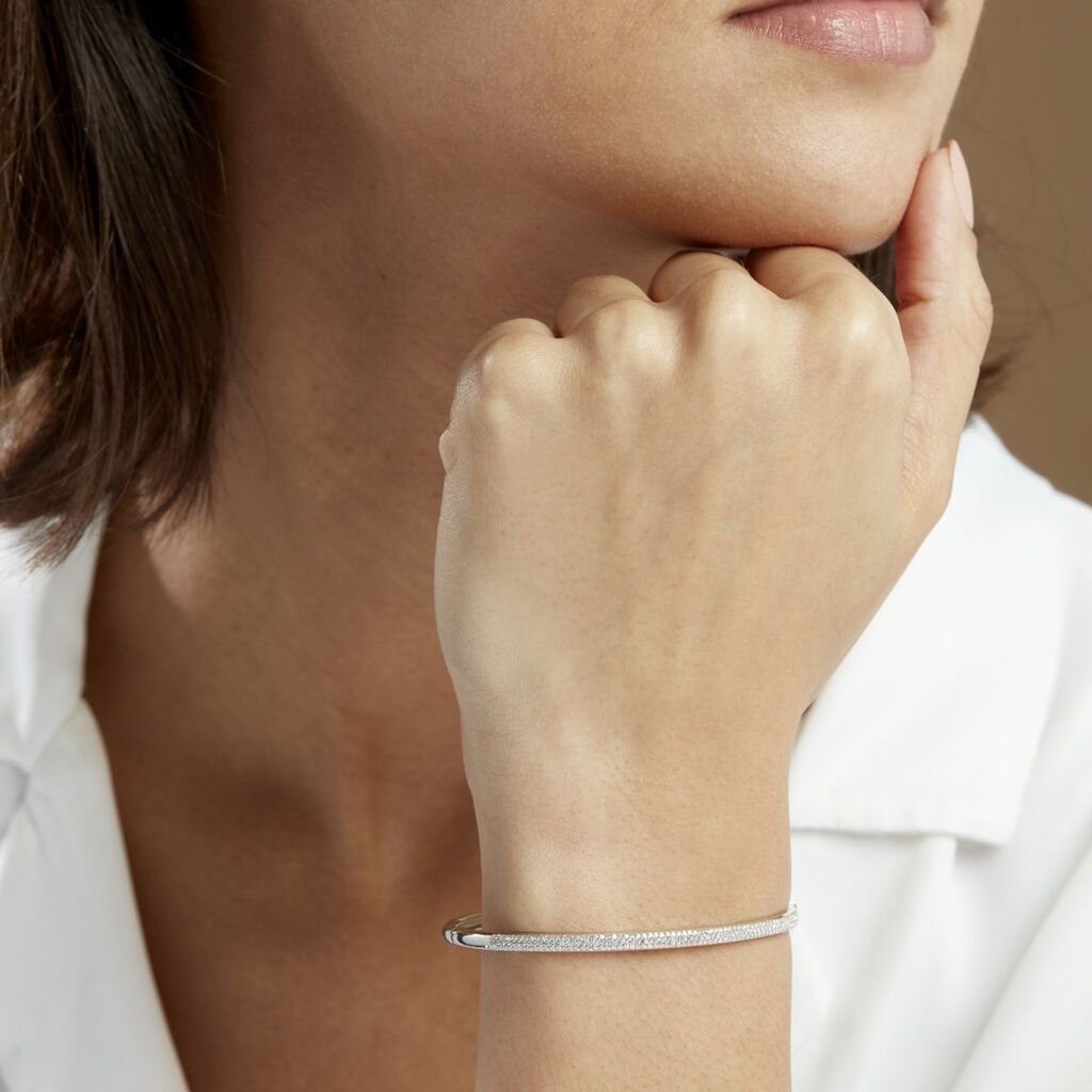 Bracelet Jonc Posie Or Blanc Diamant